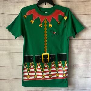 Holiday Time Men's Elf Graphic Print T-Shirt Ugly Christmas Holiday Small 34-36